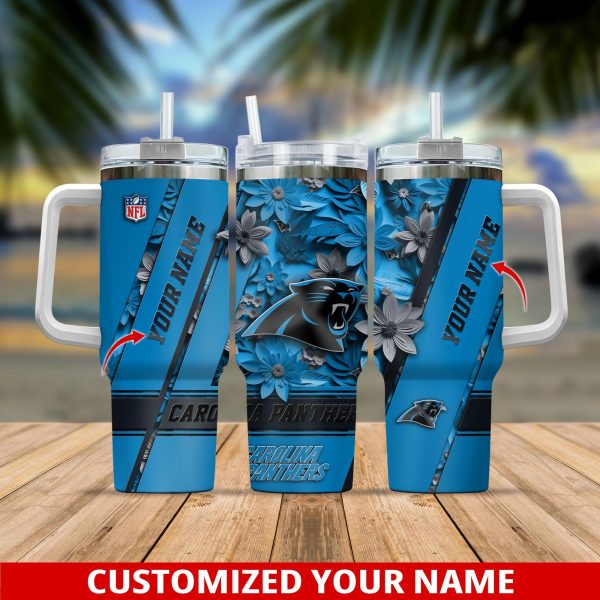 Carolina Panthers NFL Custom Stanley Quencher 30oz-40oz Stainless Steel Tumbler Hot And Cold Tumbler