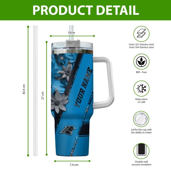 Carolina Panthers NFL Custom Stanley Quencher 30oz-40oz Stainless Steel Tumbler Hot And Cold Tumbler - Image 2