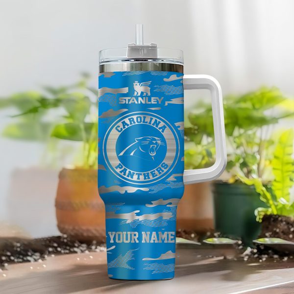 Carolina Panthers NFL Camo Pattern Custom Stanley Quencher 30oz-40oz Stainless Steel Tumbler Hot And Cold Tumbler - Image 2