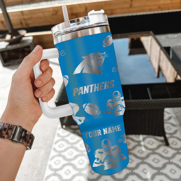 Carolina Panthers NFL Custom Stanley Quencher 30oz-40oz Stainless Steel Tumbler Hot And Cold Tumbler - Image 2
