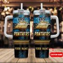 Carolina Panthers NFL Glitter Golden Logo Custom Stanley Quencher 30oz-40oz Stainless Steel Tumbler Hot And Cold Tumbler