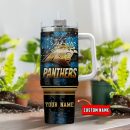 Carolina Panthers NFL Glitter Golden Logo Custom Stanley Quencher 30oz-40oz Stainless Steel Tumbler Hot And Cold Tumbler