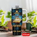 Carolina Panthers NFL Glitter Golden Logo Custom Stanley Quencher 30oz-40oz Stainless Steel Tumbler Hot And Cold Tumbler