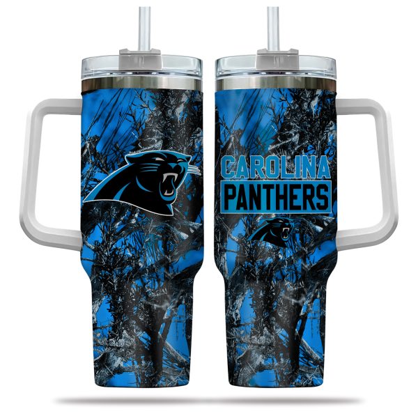 Carolina Panthers NFL Hunting Custom Stanley Quencher 30oz-40oz Stainless Steel Tumbler Hot And Cold Tumbler