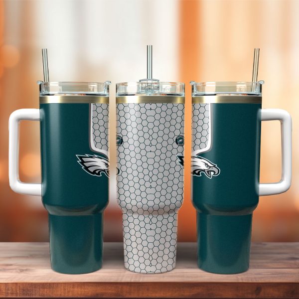 Philadelphia Eagles NFL Custom Stanley Quencher 30oz-40oz Stainless Steel Tumbler Hot And Cold Tumbler