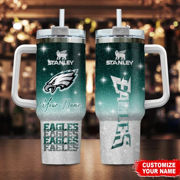 Philadelphia Eagles NFL Custom Stanley Quencher 30oz-40oz Stainless Steel Tumbler Hot And Cold Tumbler