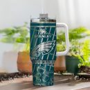Philadelphia Eagles NFL Silver Custom Stanley Quencher 30oz-40oz Stainless Steel Tumbler Hot And Cold Tumbler