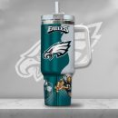 NFL Philadelphia Eagles Gangster Skeleton Custom Stanley Quencher 30oz-40oz Stainless Steel Tumbler Hot And Cold Tumbler