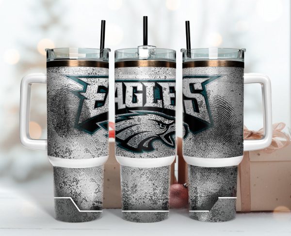 Philadelphia Eagles NFL Fingerprint Effect Custom Stanley Quencher 30oz-40oz Stainless Steel Tumbler Hot And Cold Tumbler