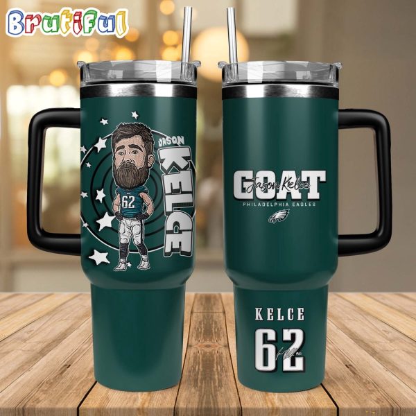 Jason Kelce Philadelphia Eagles NFL Sports Custom Stanley Quencher 30oz-40oz Stainless Steel Tumbler Hot And Cold Tumbler