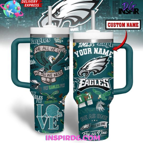 Philadelphia Eagles NFL Custom Stanley Quencher 30oz-40oz Stainless Steel Tumbler
