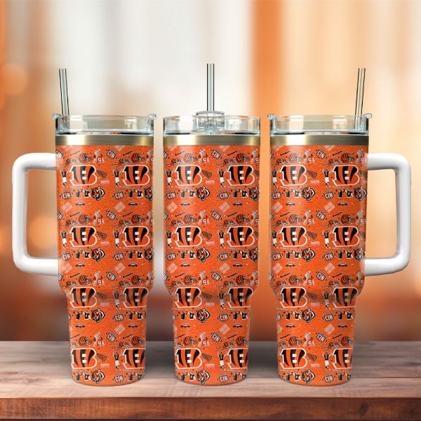 Cincinnati Bengals NFL Custom Stanley Quencher 30oz-40oz Stainless Steel Tumbler Hot And Cold Tumbler