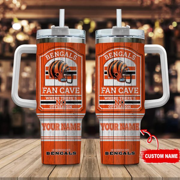 Cincinnati Bengals NFL Fan Cave Custom Stanley Quencher 30oz-40oz Stainless Steel Tumbler Hot And Cold Tumbler