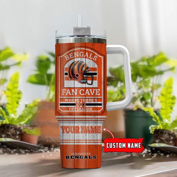 Cincinnati Bengals NFL Fan Cave Custom Stanley Quencher 30oz-40oz Stainless Steel Tumbler Hot And Cold Tumbler - Image 2