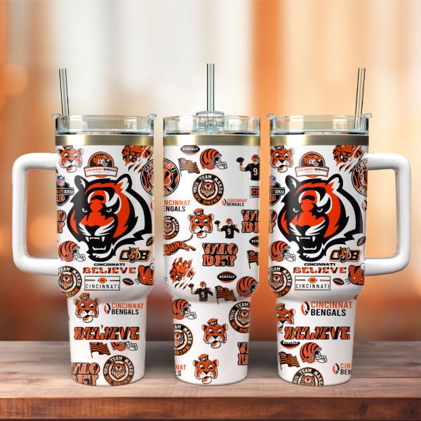 Cincinnati Bengals Football NFL Sport Custom Stanley Quencher 30oz-40oz Stainless Steel Tumbler Hot And Cold Tumbler