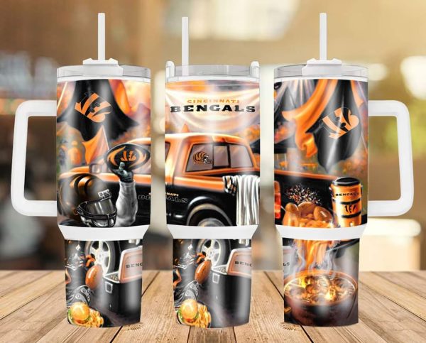 Cincinnati Bengals NFL Custom Stanley Quencher 30oz-40oz Stainless Steel