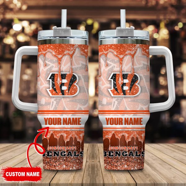 Cincinnati Bengals NFL Glitter Custom Stanley Quencher 30oz-40oz Stainless Steel Tumbler Hot And Cold Tumbler