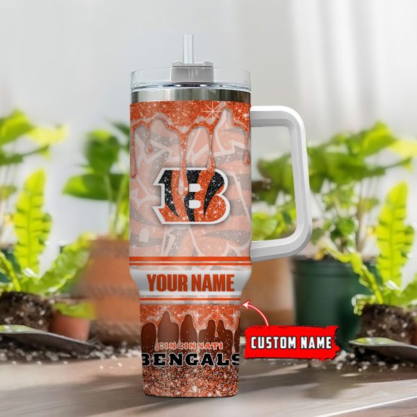Cincinnati Bengals NFL Glitter Custom Stanley Quencher 30oz-40oz Stainless Steel Tumbler Hot And Cold Tumbler - Image 2