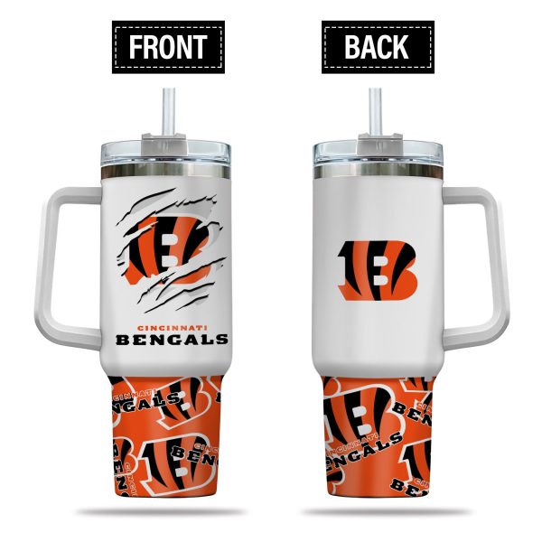 Cincinnati Bengals NFL Custom Stanley Quencher 30oz-40oz Stainless Steel Tumbler Hot And Cold Tumbler