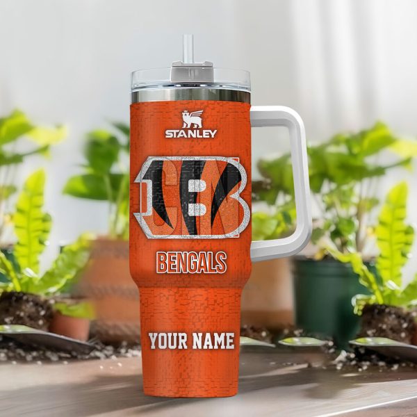 Cincinnati Bengals NFL 3D Logo Custom Stanley Quencher 30oz-40oz Stainless Steel Tumbler Hot And Cold Tumbler - Image 2