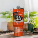 Cincinnati Bengals NFL Silver Logo Custom Stanley Quencher 30oz-40oz Stainless Steel Tumbler Hot And Cold Tumbler