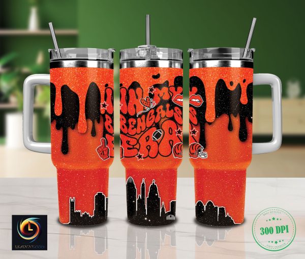 Cincinnati Bengals NFL Glitter Custom Stanley Quencher 30oz-40oz Stainless Steel Tumbler Hot And Cold Tumbler