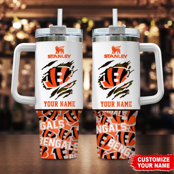 Cincinnati Bengals NFL Custom Stanley Quencher 30oz-40oz Stainless Steel Tumbler Hot And Cold Tumbler
