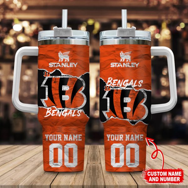 Cincinnati Bengals NFL Custom Stanley Quencher 30oz-40oz Stainless Steel Tumbler Hot And Cold Tumbler