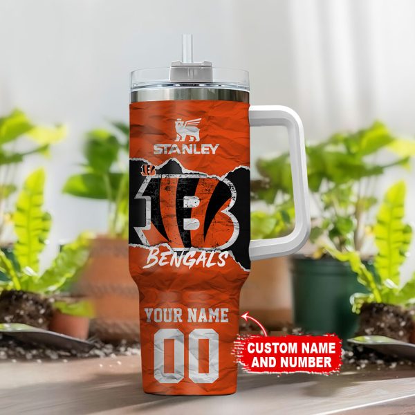 Cincinnati Bengals NFL Custom Stanley Quencher 30oz-40oz Stainless Steel Tumbler Hot And Cold Tumbler - Image 2