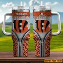 Cincinnati Bengals NFL Glitter Leopard Print Custom Stanley Quencher 30oz-40oz Stainless Steel Tumbler Hot And Cold Tumbler
