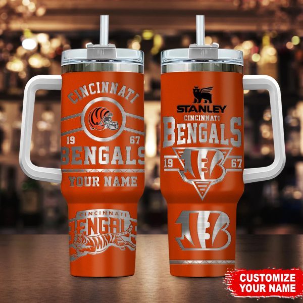 Cincinnati Bengals NFL Custom Stanley Quencher 30oz-40oz Stainless Steel Tumbler Hot And Cold Tumbler