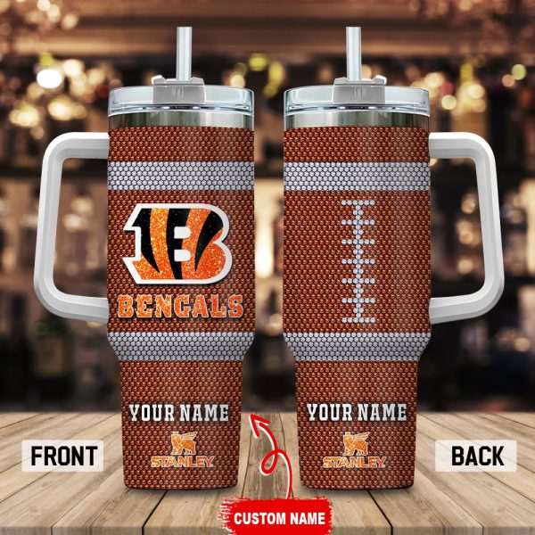 Cincinnati Bengals NFL Crystal Custom Stanley Quencher 30oz-40oz Stainless Steel Tumbler Hot And Cold Tumbler