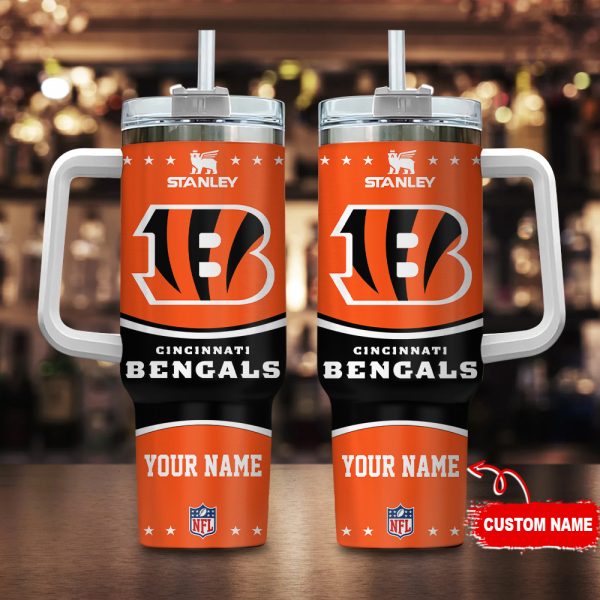 Cincinnati Bengals NFL Custom Stanley Quencher 30oz-40oz Stainless Steel Tumbler Hot And Cold Tumbler