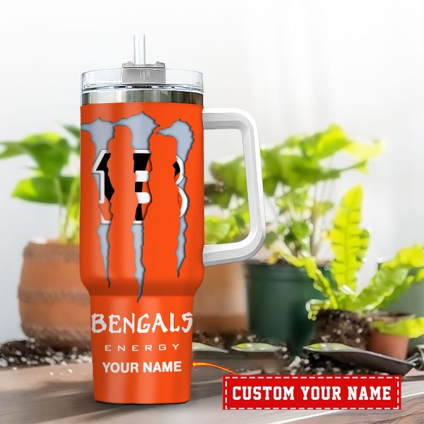 Cincinnati Bengals NFL Energy Nutrition Facts Custom Stanley Quencher 30oz-40oz Stainless Steel Tumbler Hot And Cold Tumbler - Image 2