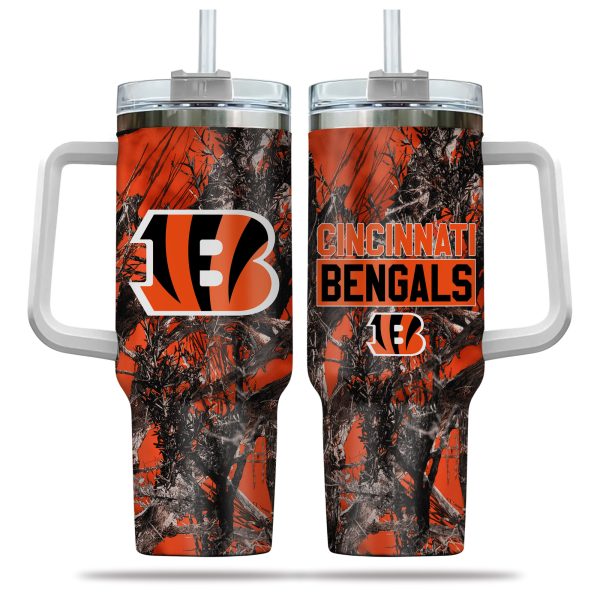 Cincinnati Bengals NFL Hunting Custom Stanley Quencher 30oz-40oz Stainless Steel Tumbler Hot And Cold Tumbler
