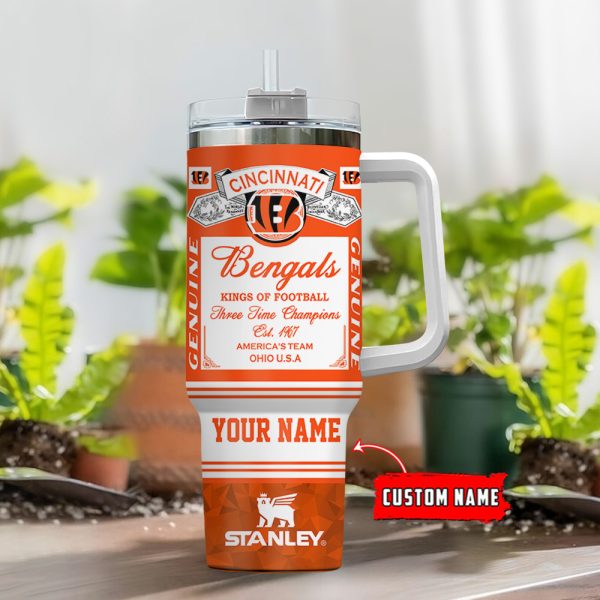 Cincinnati Bengals NFL Kings Of Football Custom Stanley Quencher 30oz-40oz Stainless Steel Tumbler Hot And Cold Tumbler - Image 2