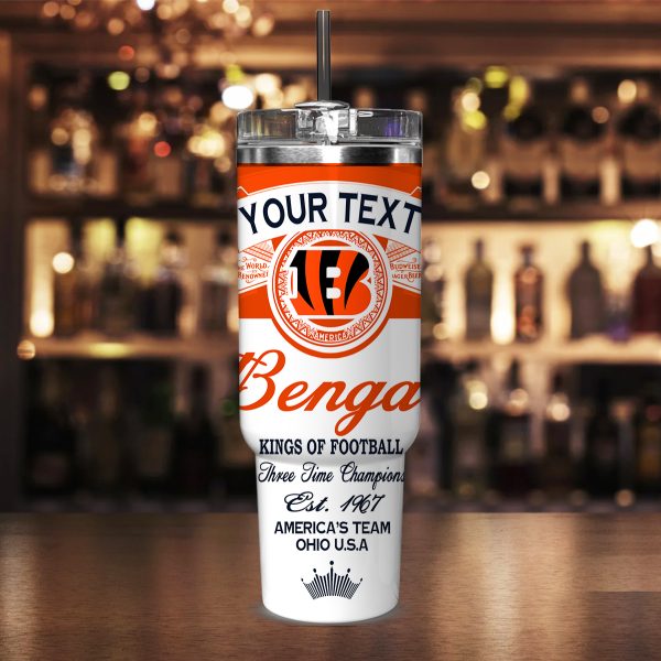 Cincinnati Bengals NFL Kings Of Football Custom Stanley Quencher 30oz-40oz Stainless Steel Tumbler Hot And Cold Tumbler - Image 2