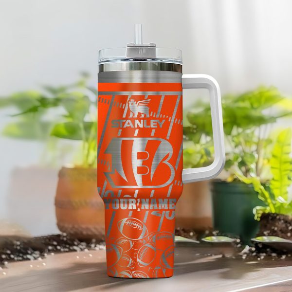 Cincinnati Bengals NFL Silver Custom Stanley Quencher 30oz-40oz Stainless Steel Tumbler Hot And Cold Tumbler - Image 2