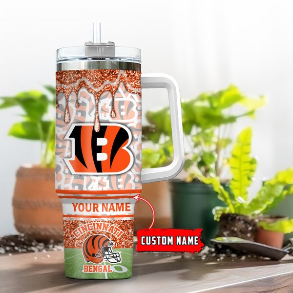 Cincinnati Bengals NFL Glitter Custom Stanley Quencher 30oz-40oz Stainless Steel Tumbler Hot And Cold Tumbler