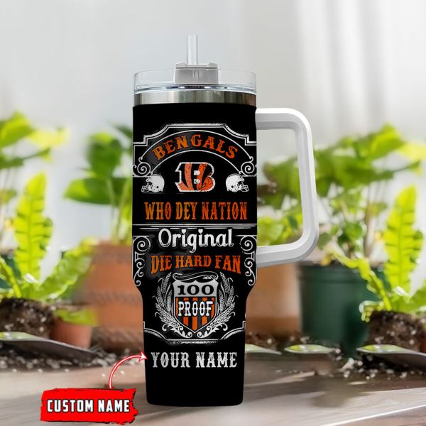 Cincinnati Bengals NFL Original Diehard Fan Custom Stanley Quencher 30oz-40oz Stainless Steel Tumbler Hot And Cold Tumbler - Image 2