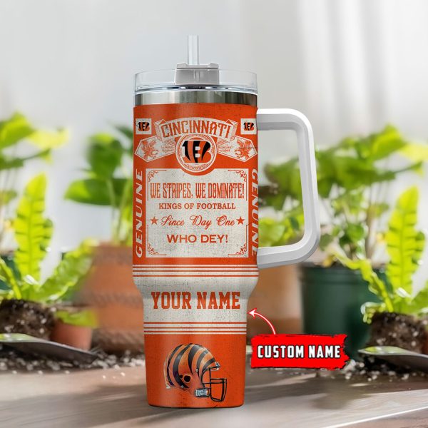 Cincinnati Bengals NFL Vintage Kings Of Football Custom Stanley Quencher 30oz-40oz Stainless Steel Tumbler Hot And Cold Tumbler - Image 2