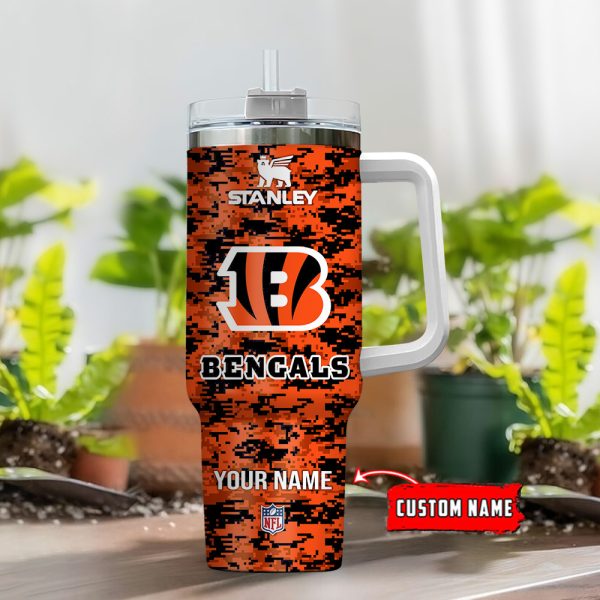 Cincinnati Bengals NFL Camouflage Custom Stanley Quencher 30oz-40oz Stainless Steel Tumbler Hot And Cold Tumbler - Image 2