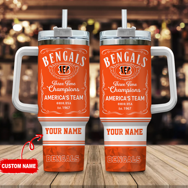 Cincinnati Bengals NFL Custom Stanley Quencher 30oz-40oz Stainless Steel Tumbler Hot And Cold Tumbler