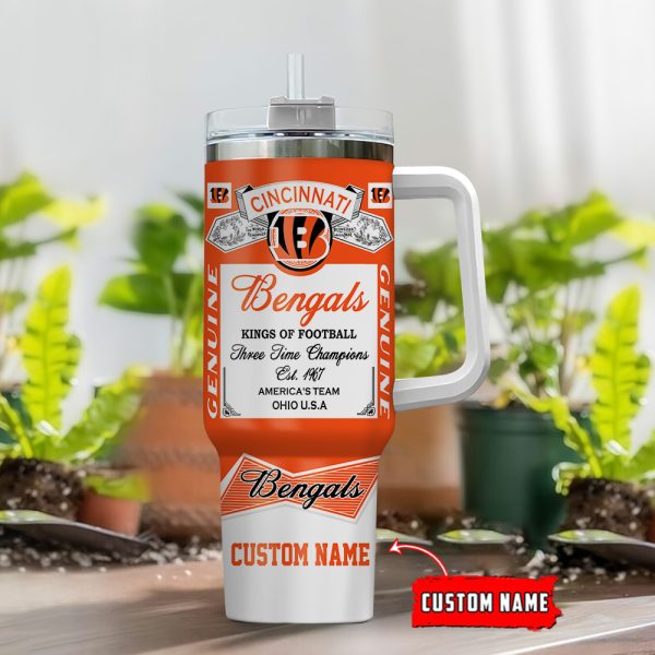 Cincinnati Bengals NFL Nutrition Facts Custom Stanley Quencher 30oz-40oz Stainless Steel Tumbler Hot And Cold Tumbler - Image 2