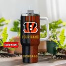 Cincinnati Bengals NFL Leather Effect Custom Stanley Quencher 30oz-40oz Stainless Steel Tumbler Hot And Cold Tumbler