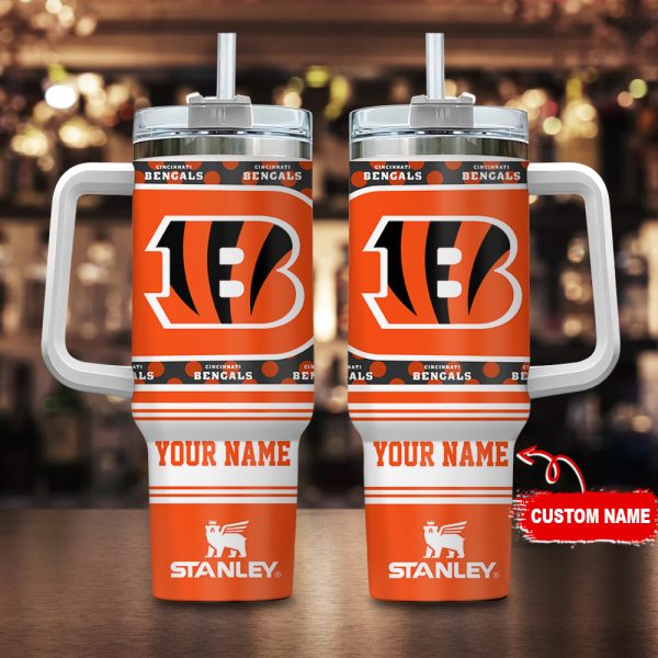 Cincinnati Bengals NFL Custom Stanley Quencher 30oz-40oz Stainless Steel Tumbler Hot And Cold Tumbler