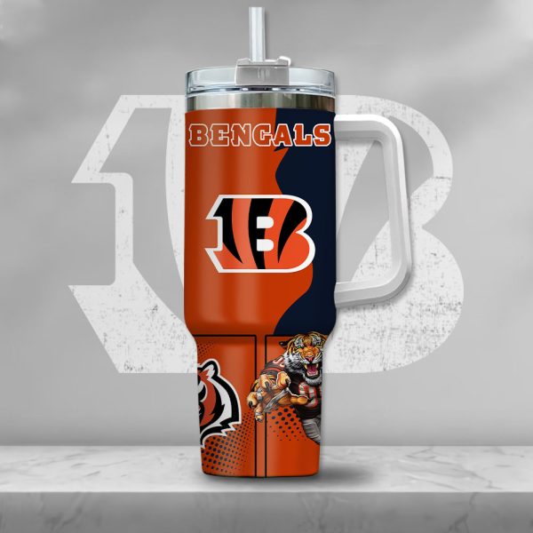 NFL Cincinnati Bengals Gangster Skeleton Custom Stanley Quencher 30oz-40oz Stainless Steel Tumbler Hot And Cold Tumbler - Image 2