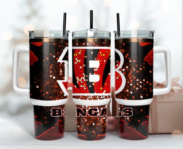 Cincinnati Bengals NFL Stained Glass Effect Custom Stanley Quencher 30oz-40oz Stainless Steel Tumbler Hot And Cold Tumbler