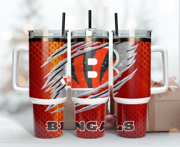 Cincinnati Bengals NFL Bling Effect Custom Stanley Quencher 30oz-40oz Stainless Steel Tumbler Hot And Cold Tumbler