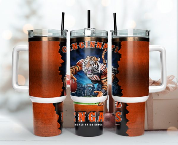 Cincinnati Bengals NFL Mascot Custom Stanley Quencher 30oz-40oz Stainless Steel Tumbler Hot And Cold Tumbler